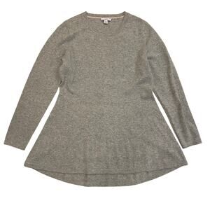 Isaac Mizrahi Flounce Pure Cashmere Mini Dress | Heather Gray Sweater, Small